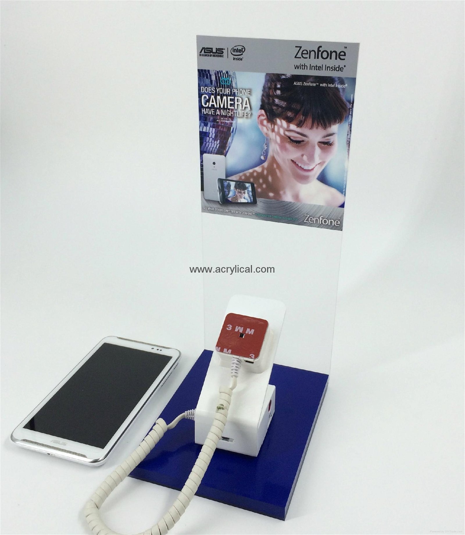 cell phone stand / phone display stands with security alarm system
