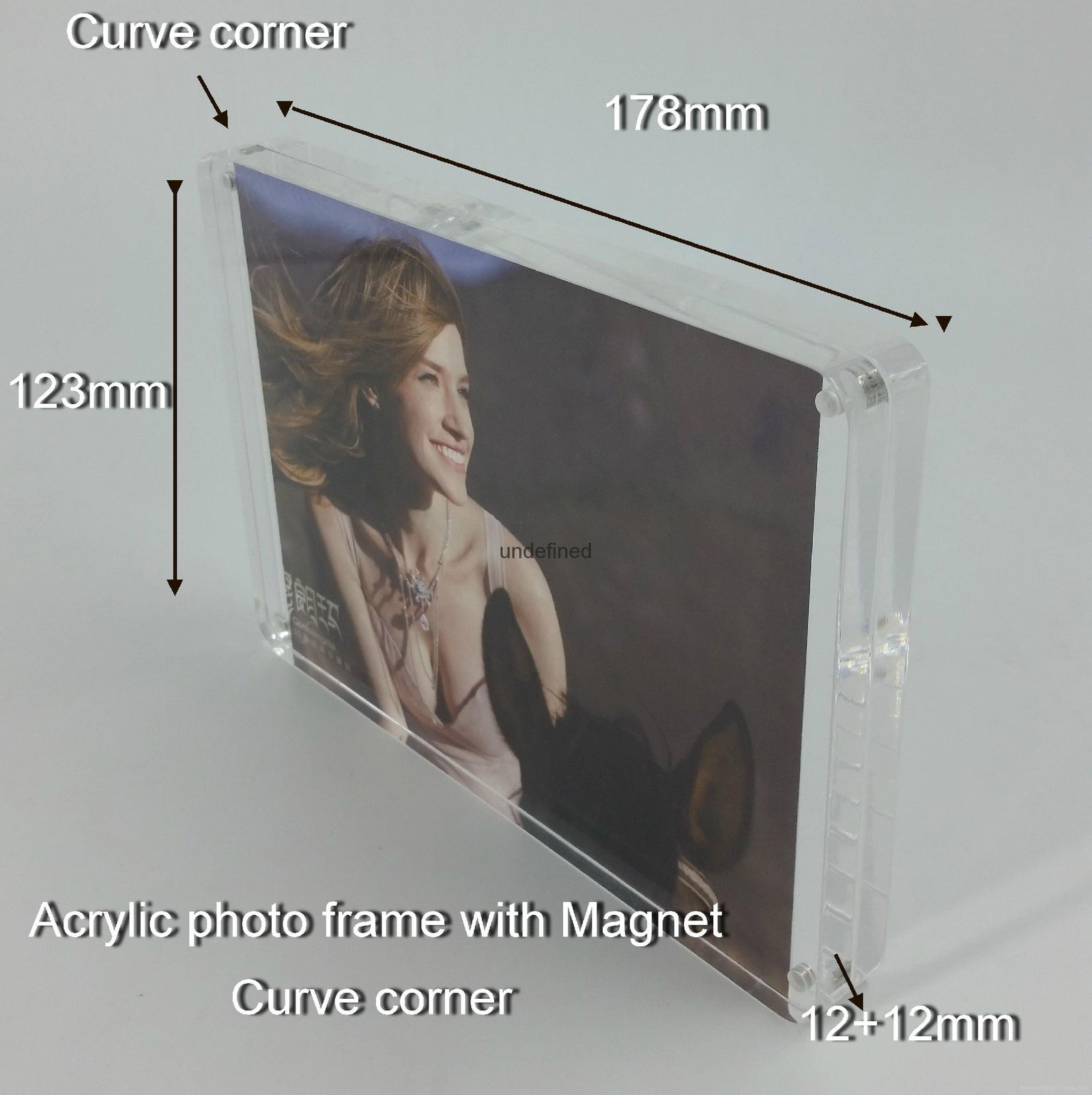 picture photo frame,acrylic block sign holder vertical/horizontal measures5R Curve corner