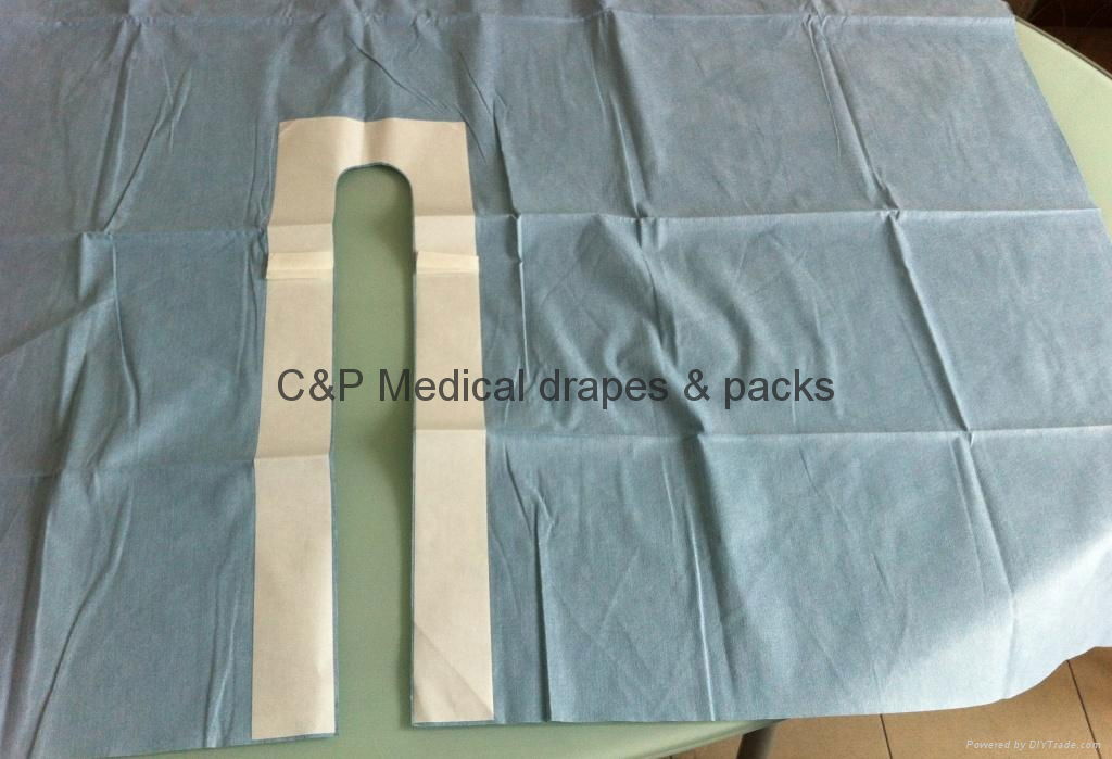 Surgical U drape  / With adhesive hole6,5x50cm /133 x 100cm / loop 