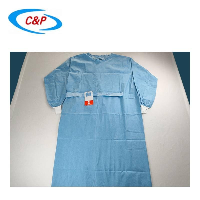 Three Resistance Wood Pulp Surgical Gown With Knitted Cuff
