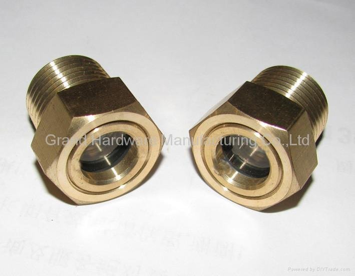 Hexagon head brass oil level sight glass for process pump
