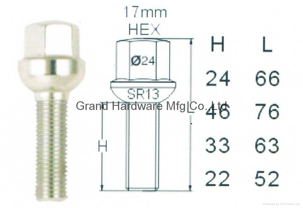 Automotive wheel bolts 4