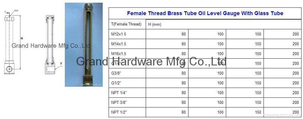 female brass oil level gauge