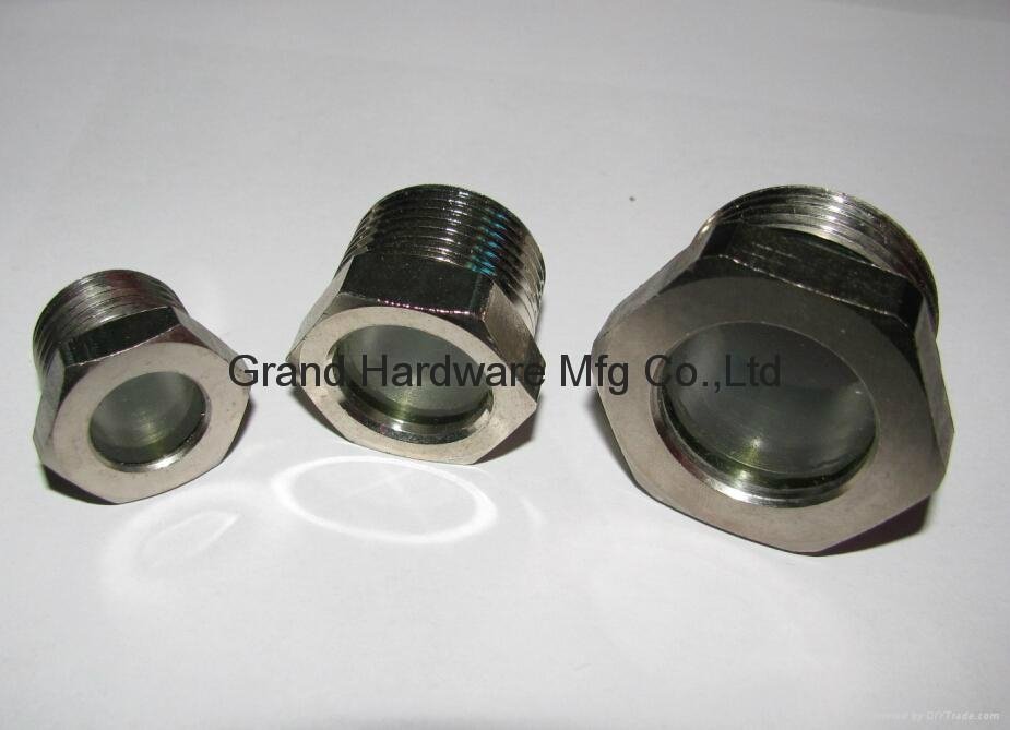 Steel nickel plated fused sight windows for refrigeration oil separator