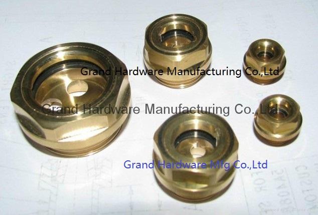 Round brass oil sight glass for SEW gearboxes