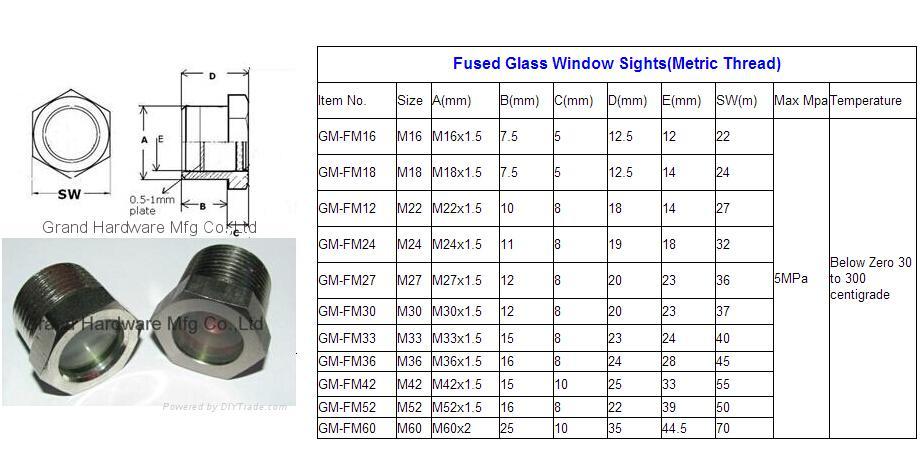 SAE Thread 1-7/16"-12UN-2A Steel Fused Window Sights Nickel plated 4