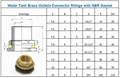 Water Tank Brass Outlets Connector fittings with NBR Gasket