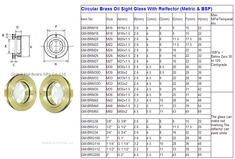 BRASS OIL SIGHT GLASS