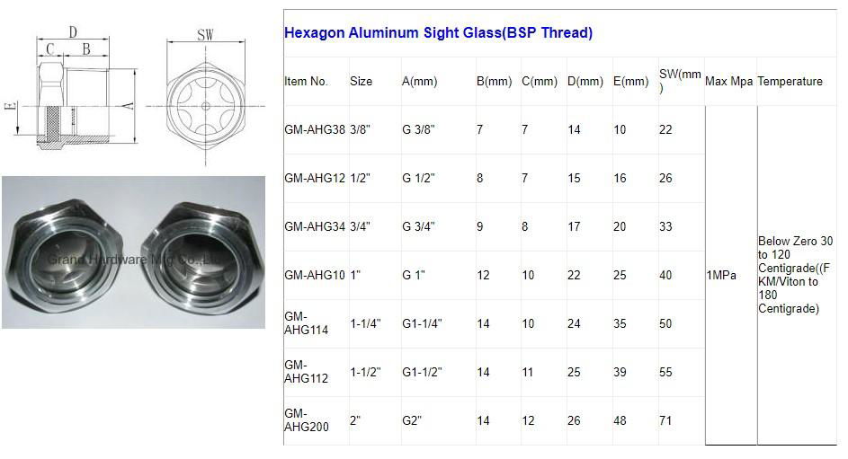 Air compressor GrandMfg® aluminum oil level indicator sight glass M20x1.5 4