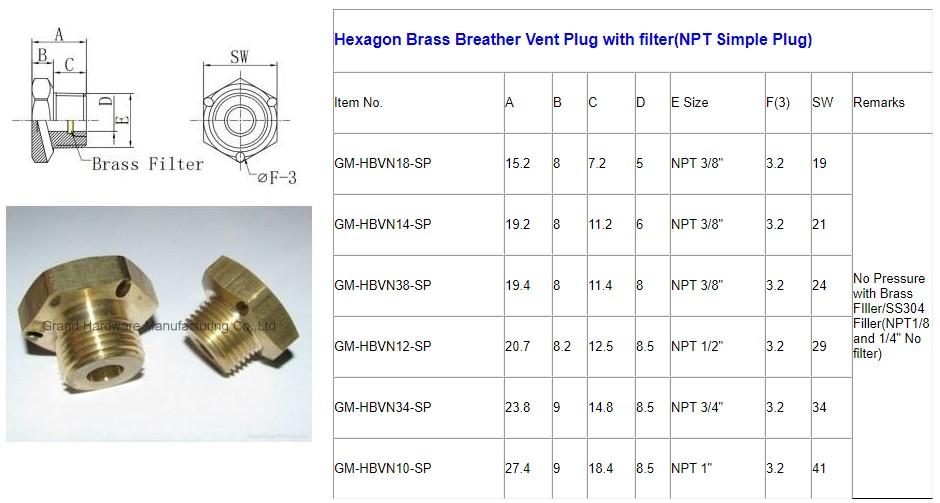 NPT1 INCH BRASS BREATHER VENT PLUG