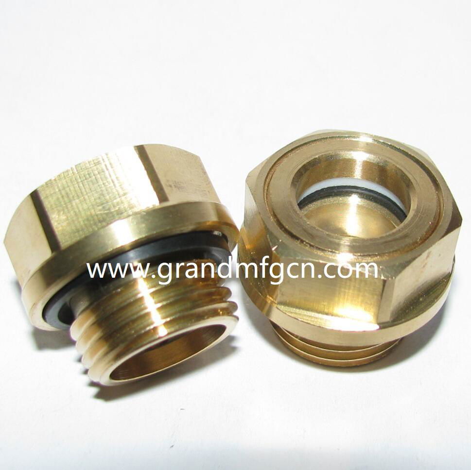 GrandMfg® Worm Gear Reducers Brass oil level sight glass BSP and Metirc Thread 4