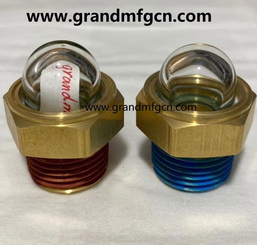 GrandMfg® Brass 1 Inch NPT GM-HDN10 dome Brass oil glass sights flow indicators 5