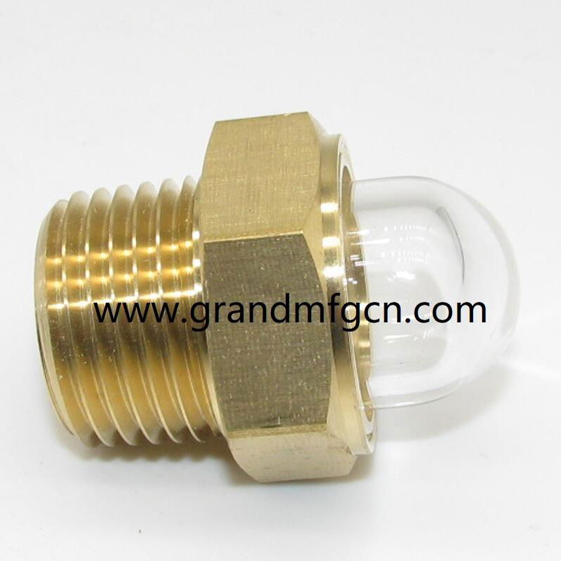 GrandMfg® Brass 1 Inch NPT GM-HDN10 dome Brass oil glass sights flow indicators 4