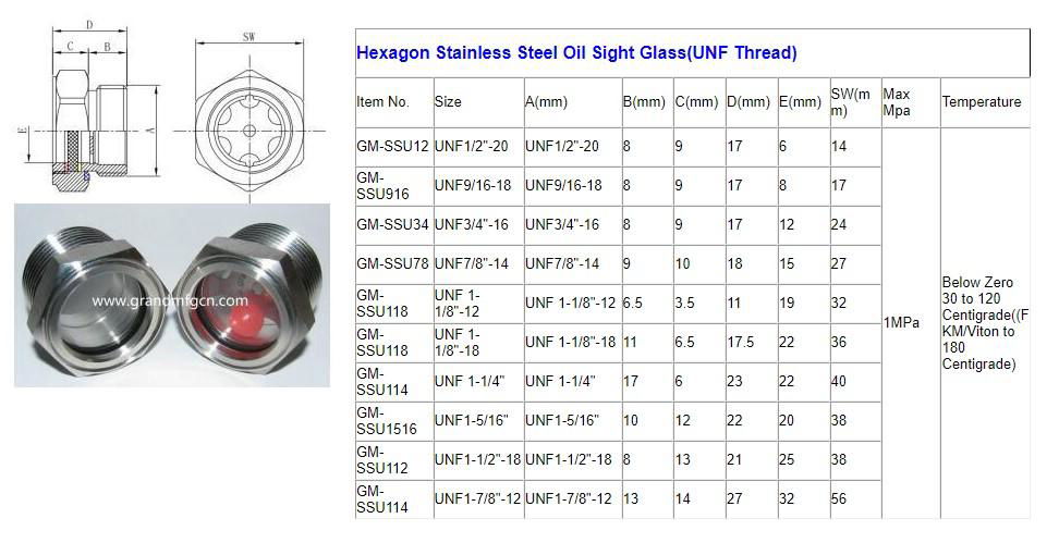 1/2" 3/4“ NPT Stainless Steel 304 Bulls Eye Oil level sight glass  5