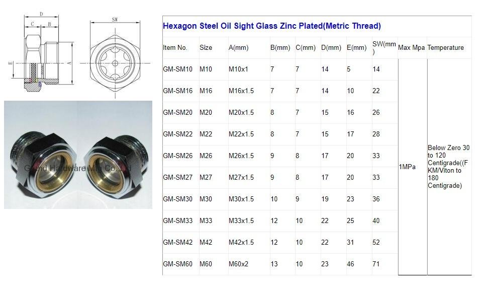 hydraulic oil tank and fule oil tank Steel oil level sight glass G1" and M33x1.5 5