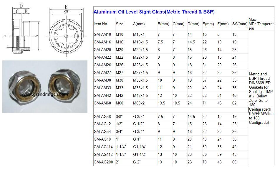 Lloyd vacuum pump G1/2” Circular Aluminum oil level sight glass indicator 3