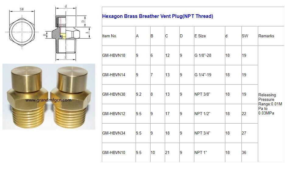 REDUCER BRASS BREATHER VENT PLUG