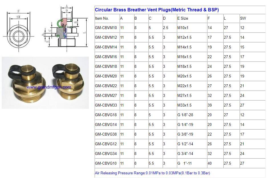 MILLED HEXAGON BRASS BREATHER VENT PLUG VALVES