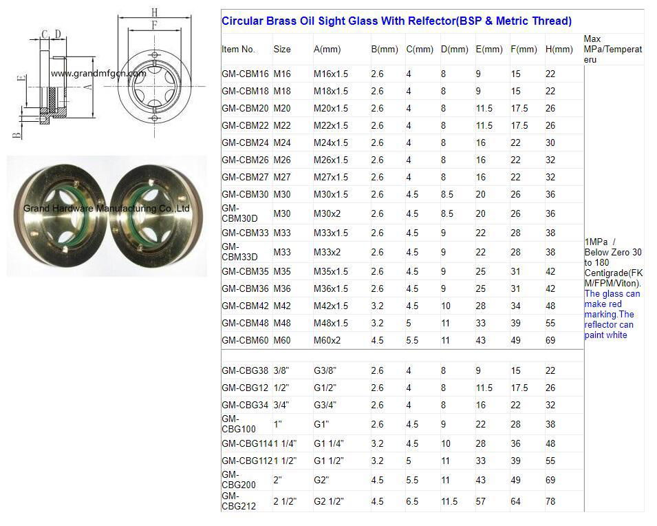 POWER HEAD REDUCERS OIL SIGHT GLASS