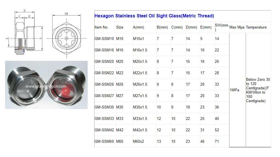 2" NPT Stainless Steel 304 Oil Level Sight Glass sight plugs 4