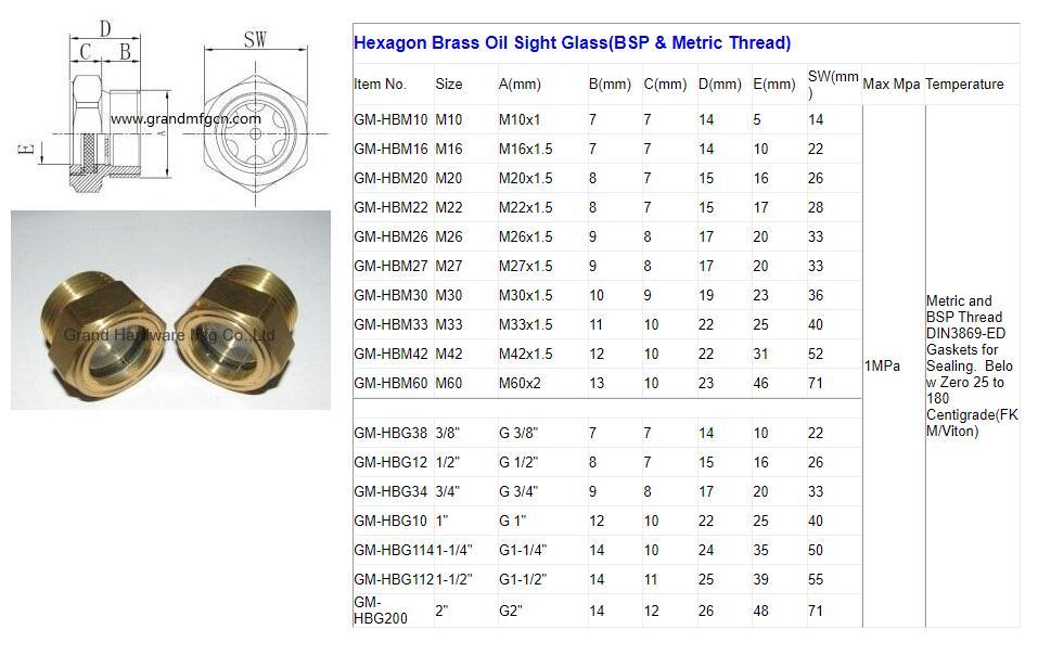 BRASS OIL SIGHT GLASS