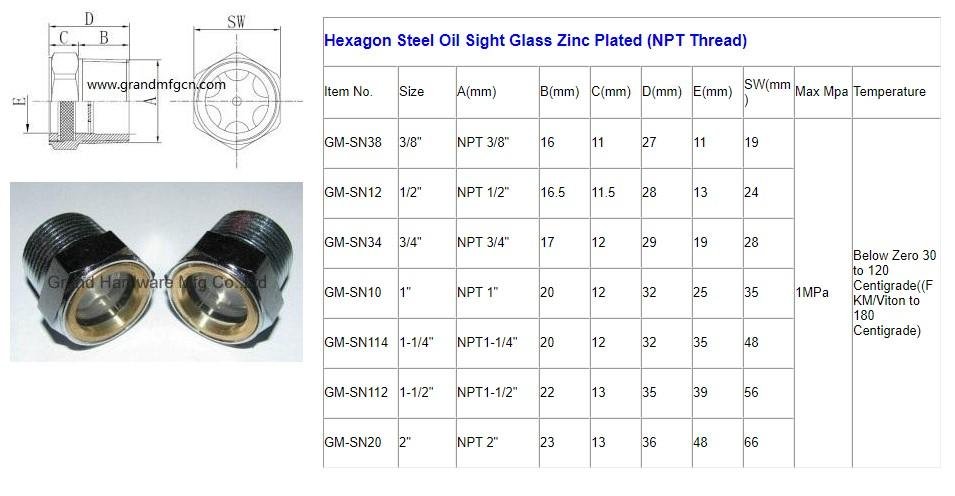 Screw compressor BSP 2 inch Brass Circular Oil level sight glass white reflector 14