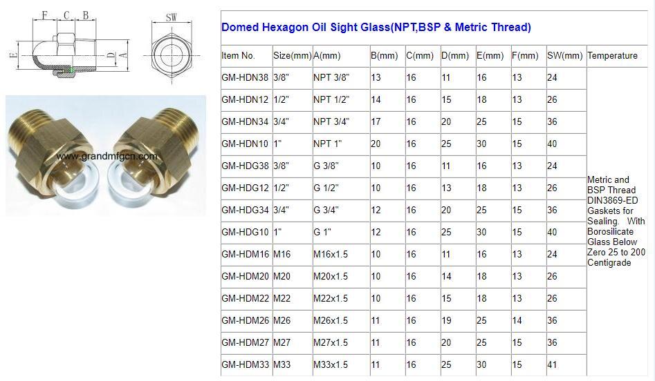 BRASS OIL SIGHT GLASS