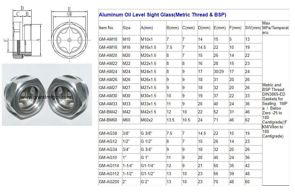Rietschle Pump Air compressor M27 Aluminum oil level indicator sight glas plugs 4