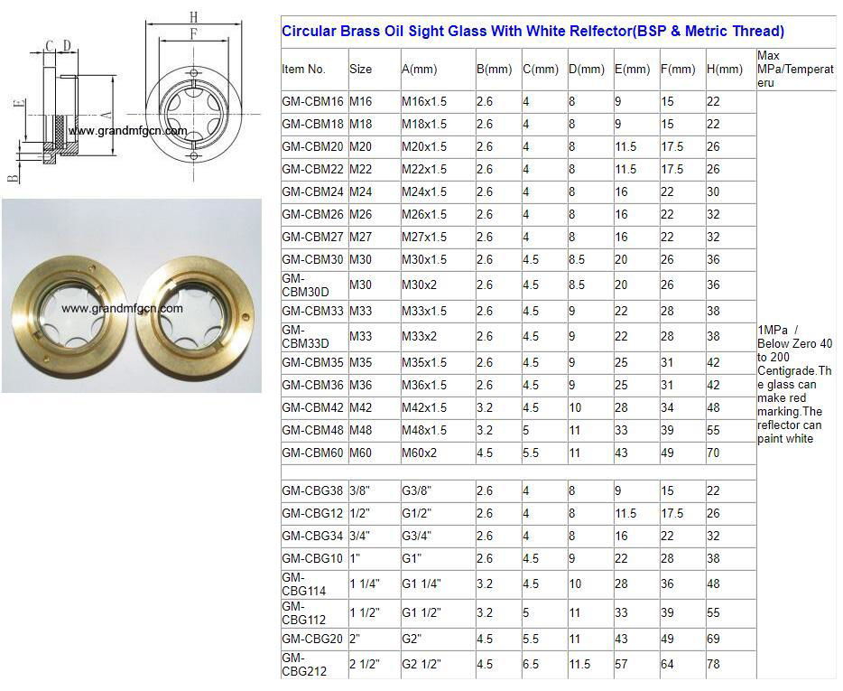 Ölschaugläser Brass Round Ölschaugläs