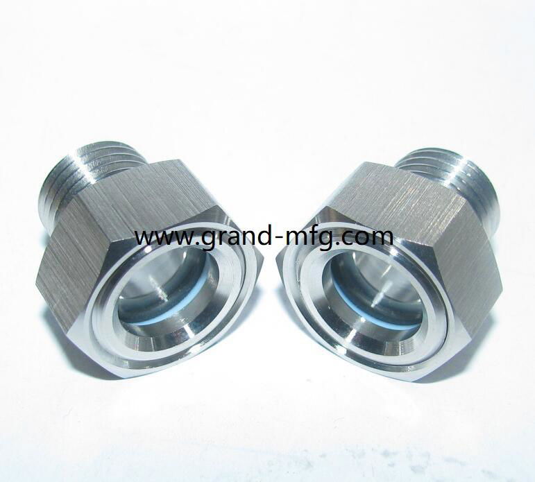 GrandMfg® Hydraulic oil tank Brass and steel oil level sight glass plug NPT1/2" 4