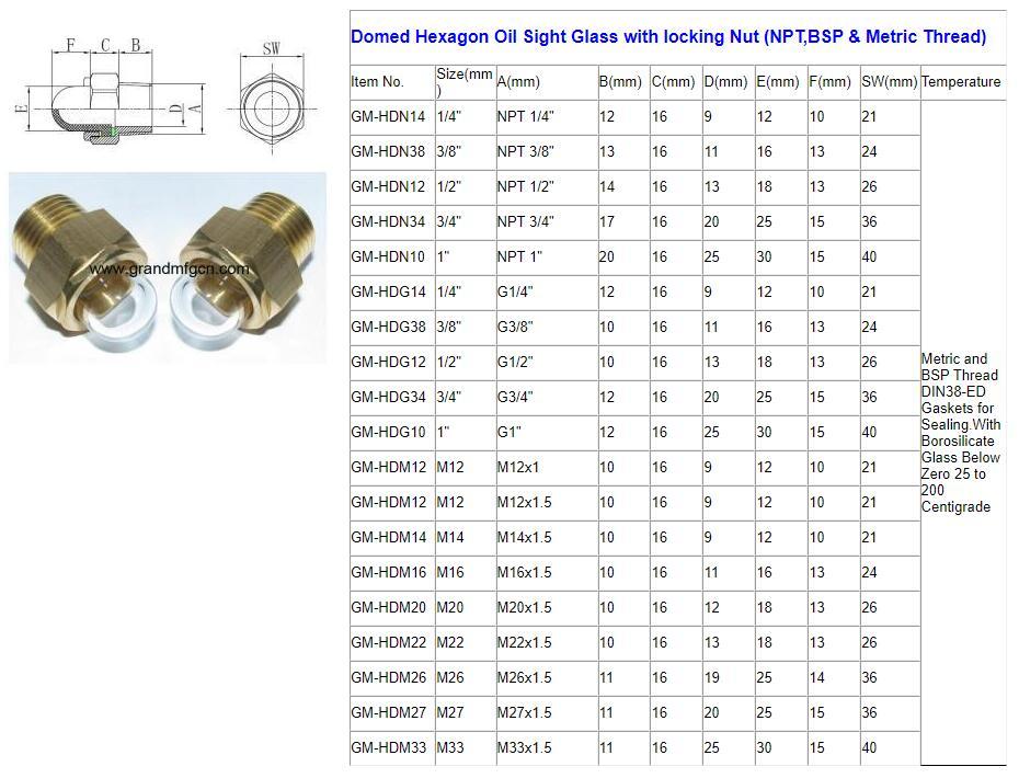  Turbomachinery & Pump NPT 1/2" Domed oil sight guage 4