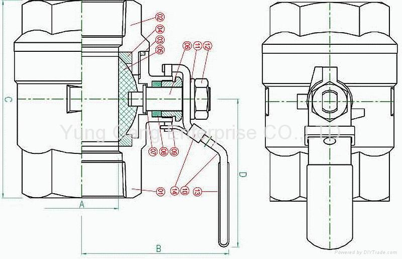 2 PIECE BODY FULL PORT SCREWED ENDS 2