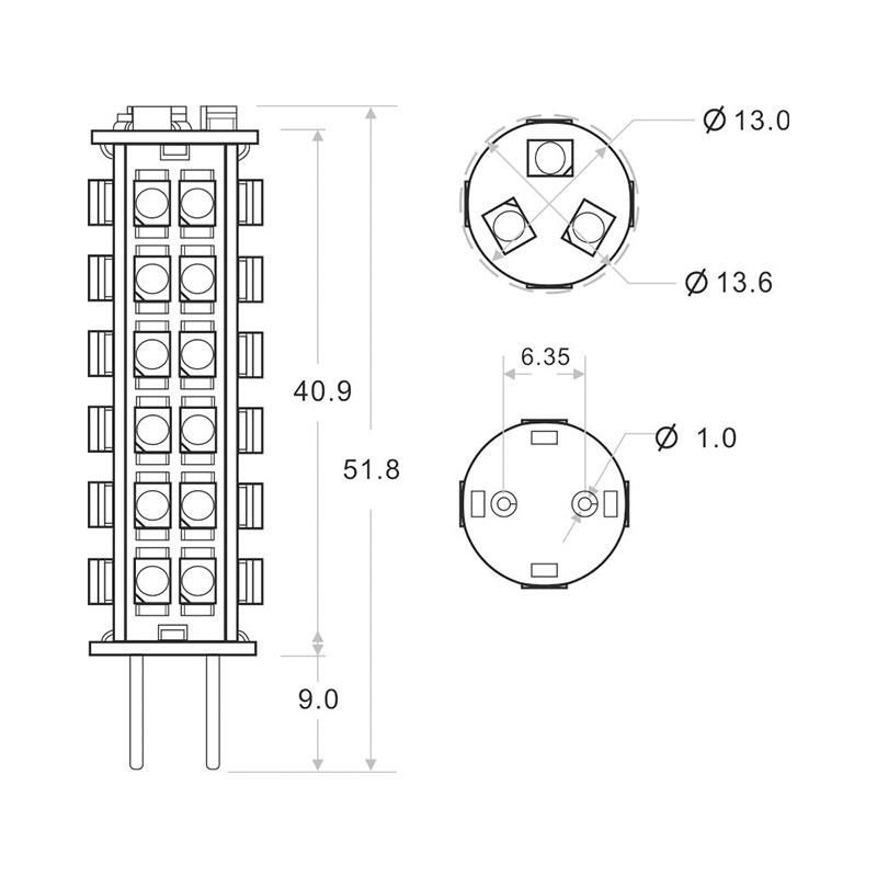 GY6.35 LED – 51 PCS 3528 LEDS TOWE 4