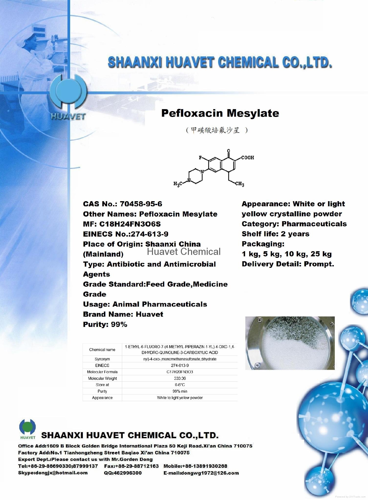 Pefloxacin Mesylate (Cas No.: 70458-95-6) 1