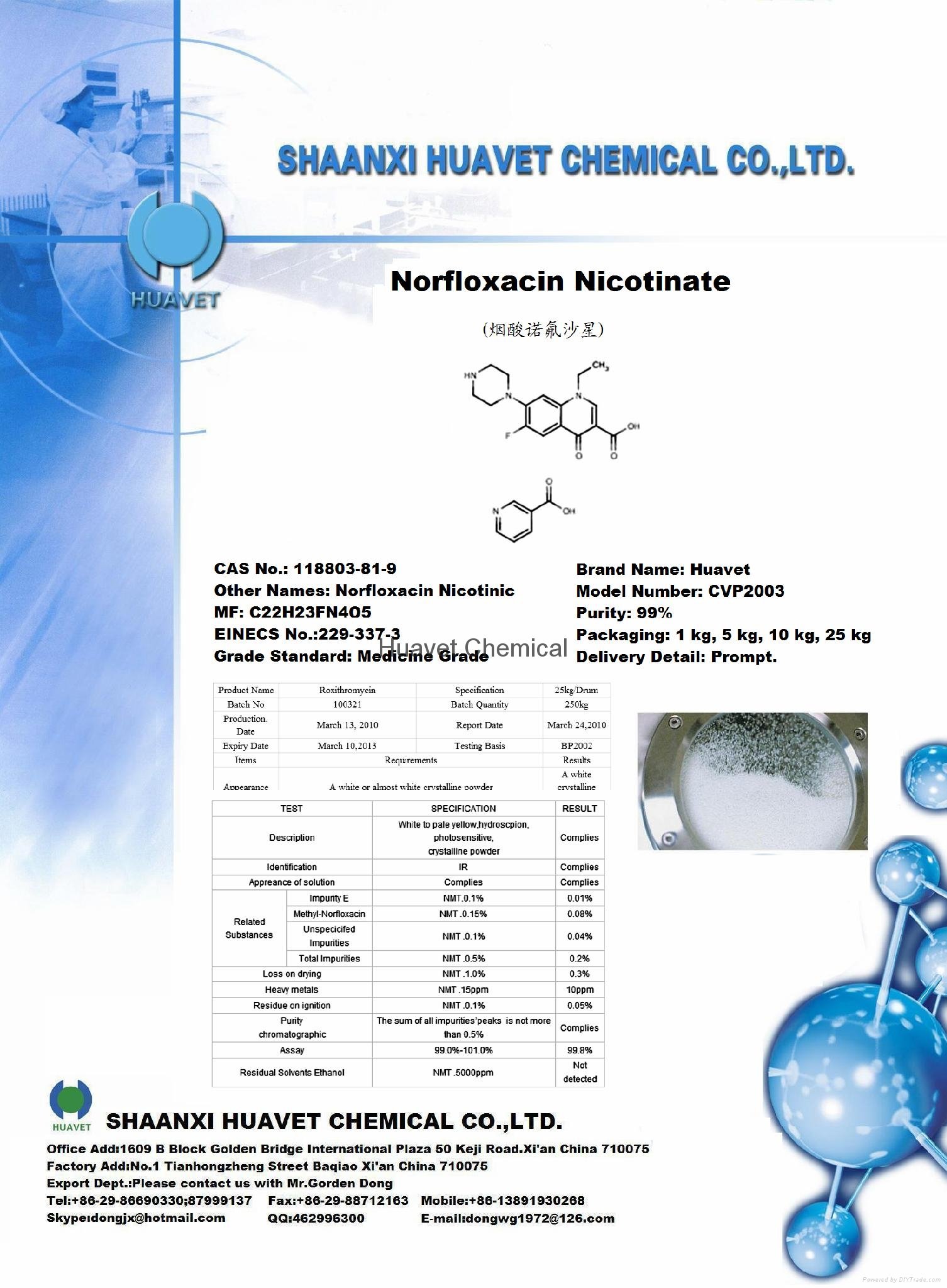 Norfloxacin Nicotinate (Cas No.:118803-81-9 ) 1