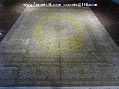 桑蚕丝手工艺术地毯 11x8ft 英尺-波斯富贵创造历史 !