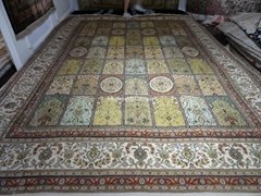 優質手工桑蠶絲波斯地毯10 x13ft古典圖案