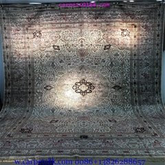 裝飾國家會客廳-手工高級波斯真絲地毯10x14ft