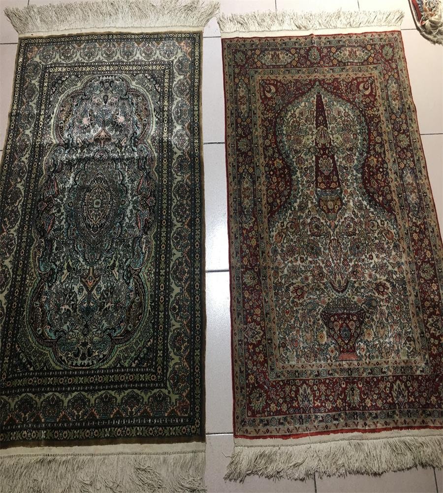 800L Handwoven 2x3ft wall silk tapestry prayer carpet 3