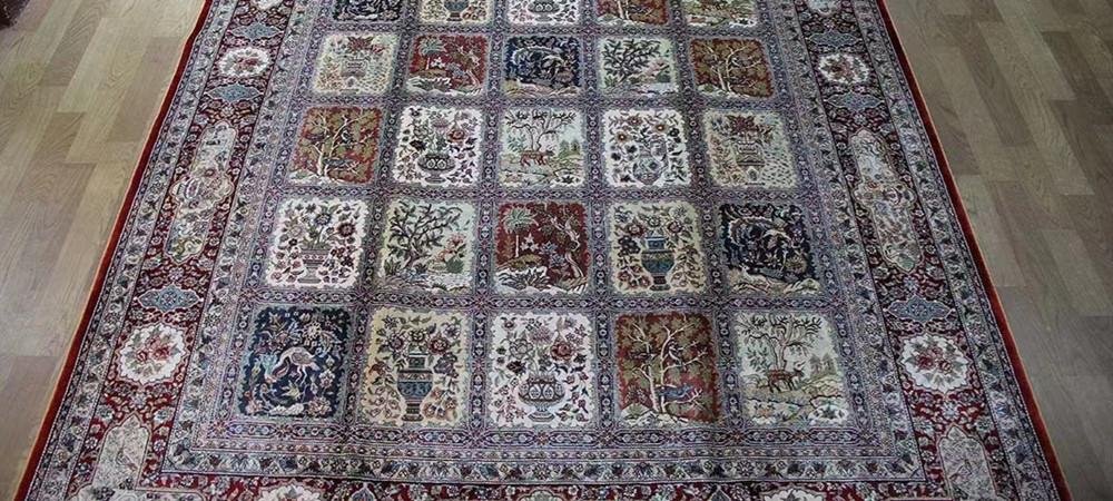 波斯富贵6x9ft手工艺术真丝土耳其格子图案别墅地毯 5