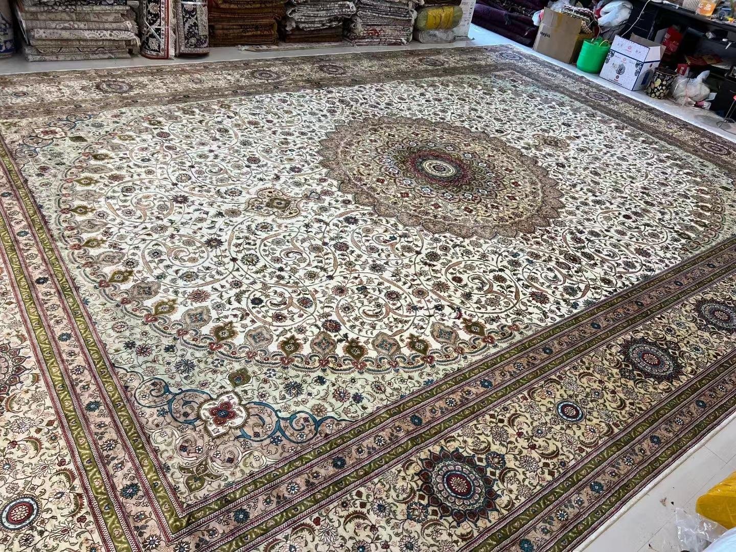 persian splendor sitting room office hotel silk handmade persian carpet 14x20ft 4