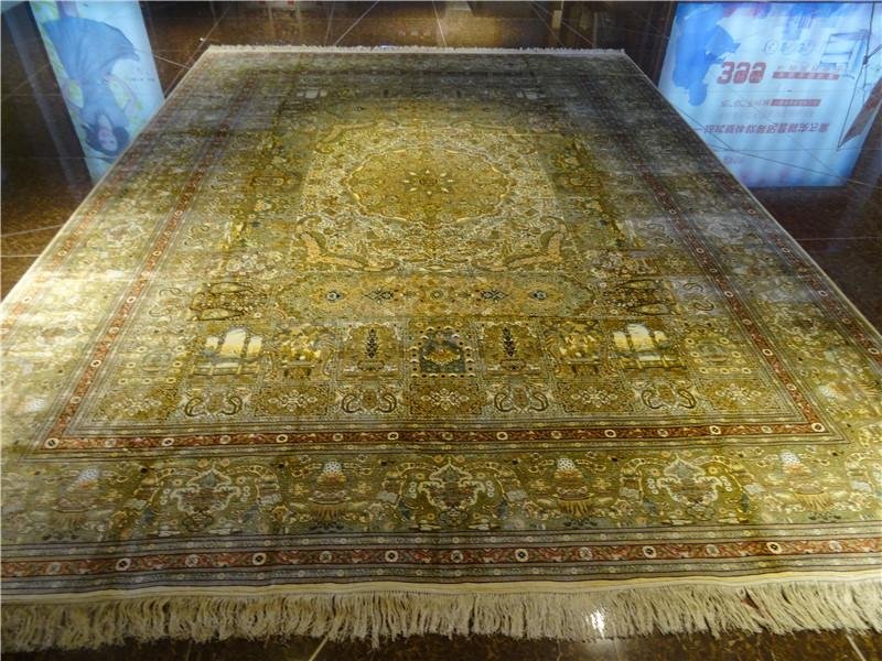 波斯富贵9x12ft欧式手工编织真丝地毯别墅专用