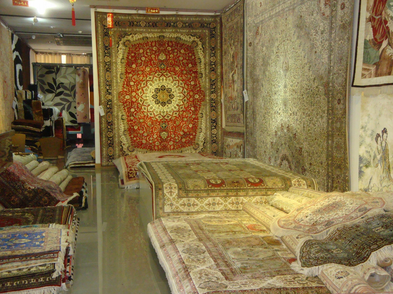 9x13ft 土耳其经典格纹客厅地毯真丝手工 2