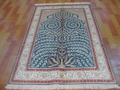 4x6ftblue color handmade silk collection hanging rug