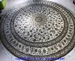 2.5 m diameter round shape handmade silk carpet