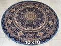 10x10ftblue color round handmade silk persian art carpet 4