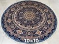 10x10ft藍色圓形手工真絲藝朮地毯
