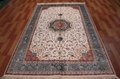 亚美地毯厂5x8ft手工编织真丝波斯地毯客厅卧室专用地毯
