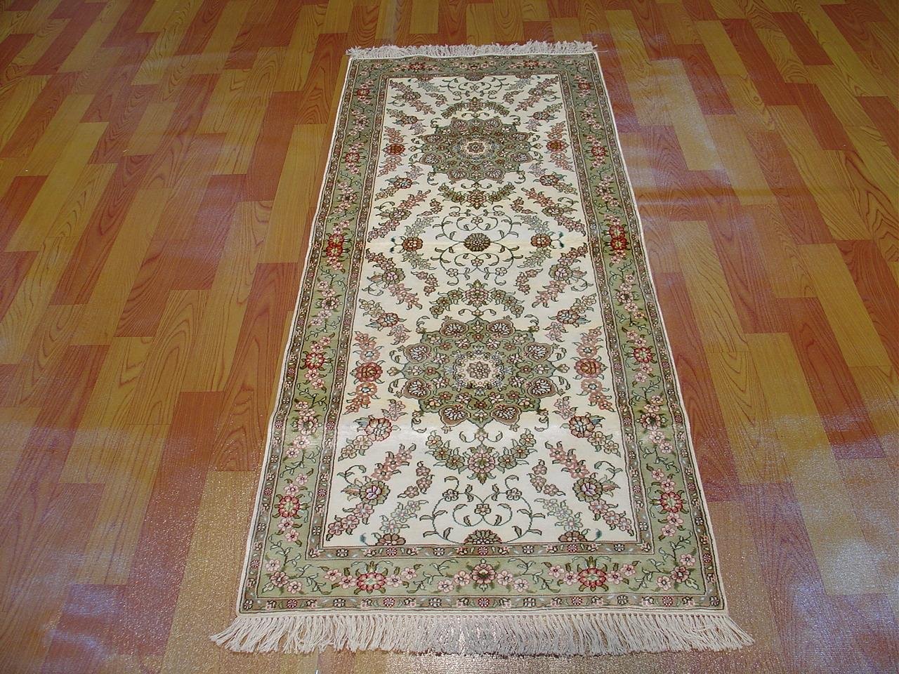 亚美地毯厂生产2.5X6ft手工真丝豪华走廊地毯