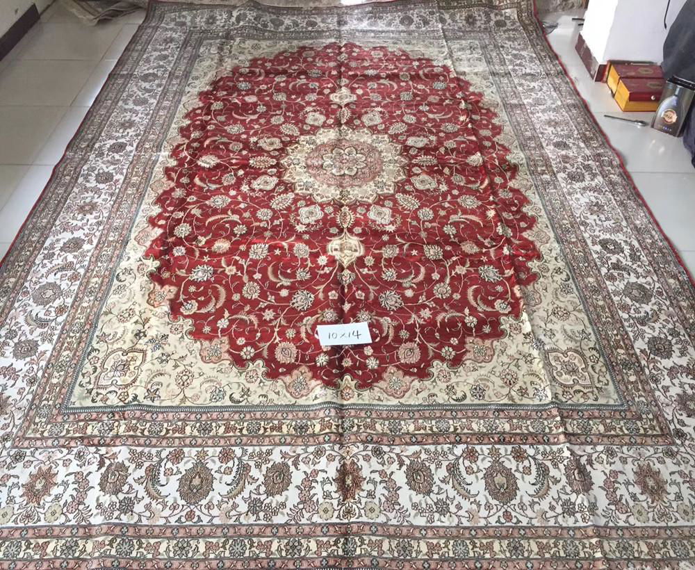  red color big size hanamade silk persian carpet